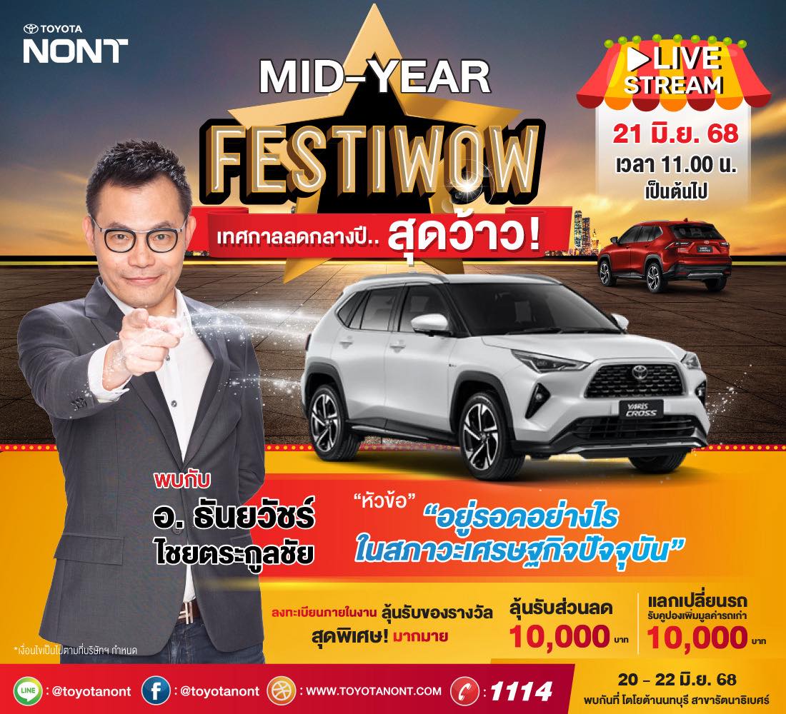 MIDYEAR FESTIWOW เทศกาลลดกลางปีสุดว้าว พบกันที่โตโยต้านนทบุรีทุกสาขา