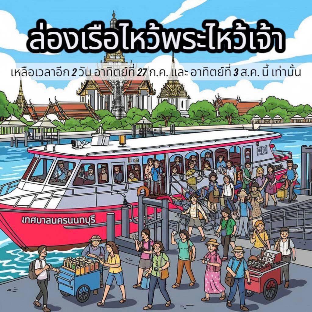 ล่องเรือ..ฟรี ไหว้พระไหว้เจ้า  รอบที่ 3 แล้วๆ 27 ก.ค.68 และเหลือรอบสุดท้าย 3 ส.ค.68