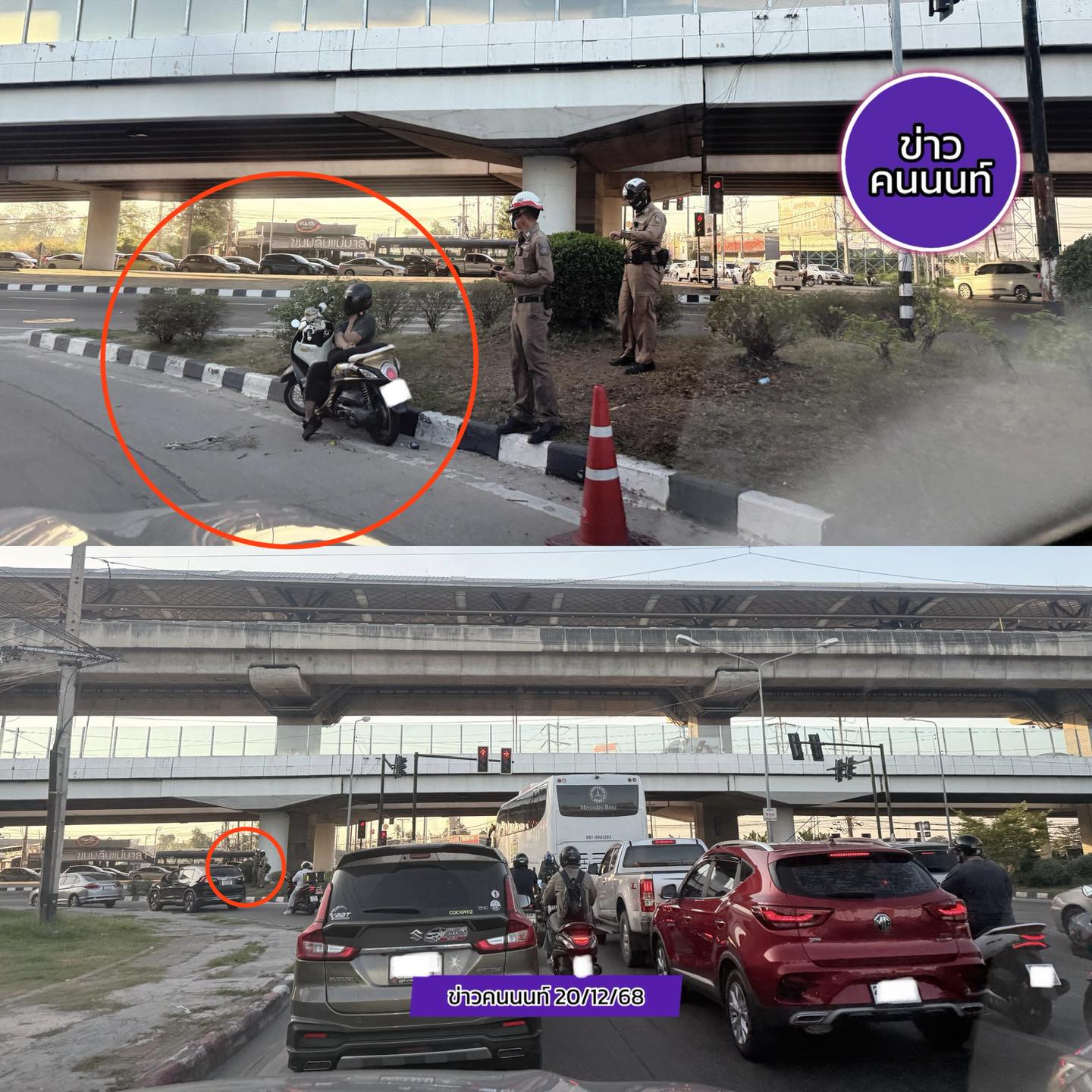 คนฟุบบนมอเตอร์ไซค์อยู่นานหลายชั่วโมง – มีหญ้าเต็มตัว