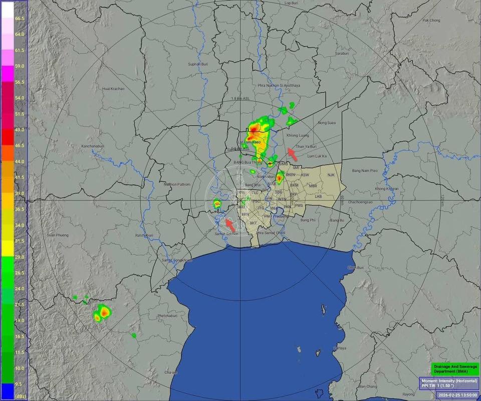 ฝนมาอีกแล้ว จัดหนักอยู่ปทุม เข้ากรุงเทพบ้าง และเฉียดนนทบุรีหน่อยๆ