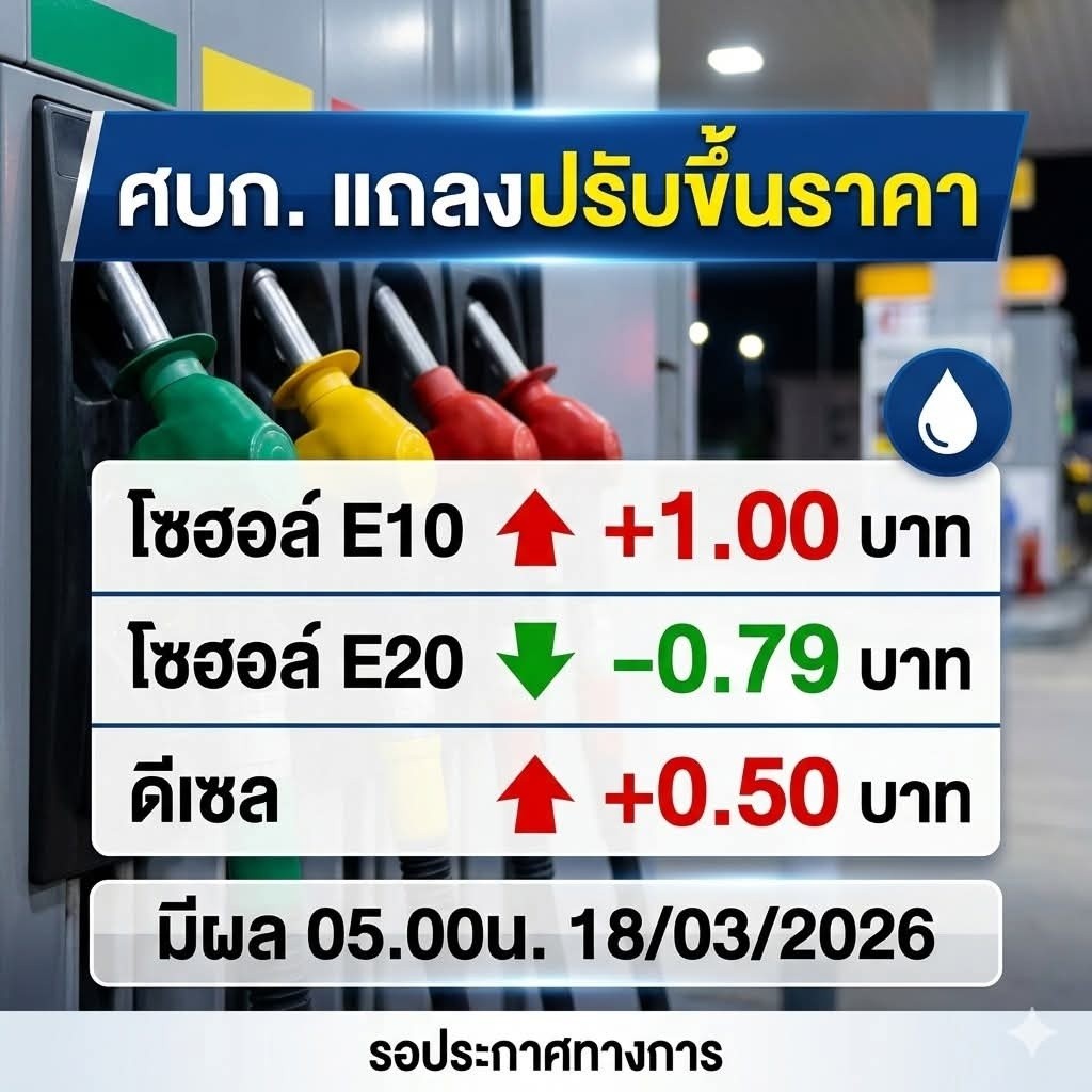 ด่วน! รมว.พลังงาน ประกาศ น้ำมันดีเซล ขึ้นราคา 50 สตางค์ (ราคาใหม่ 30.44 บาท/ลิตร) เริ่มพรุ่งนี้ 